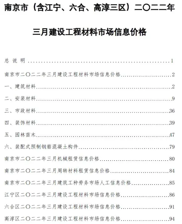 南京市2022年3月信息价PDF扫描件
