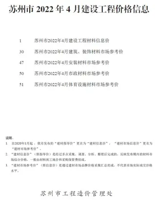 苏州市2022年4月造价信息PDF期刊