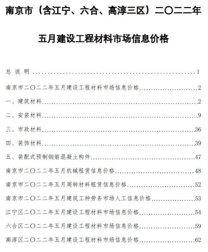 南京市2022年5月造价信息PDF期刊