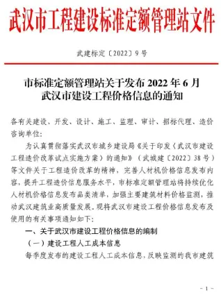 武汉市2022年6月造价信息PDF期刊