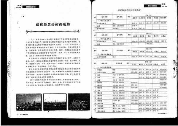 四川省2014年1月工程造价信息价