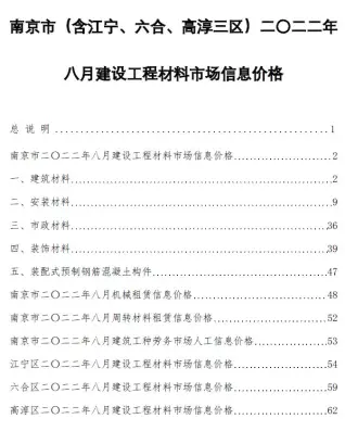2022年8月南京电子版建筑材料价