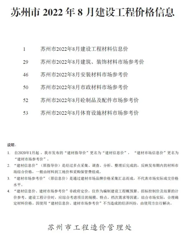 苏州市2022年8月信息价PDF扫描件