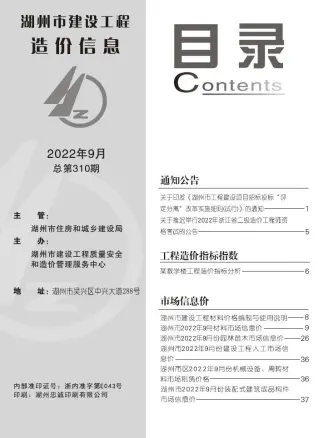 2022年湖州造价信息期刊封面