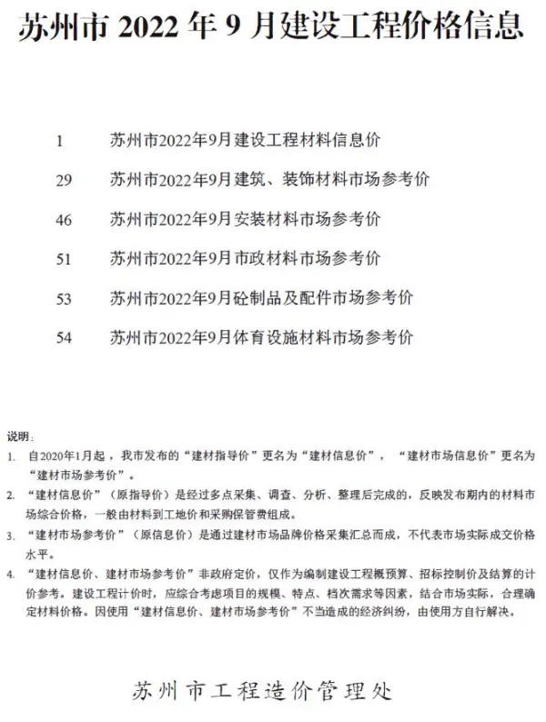 苏州市2022年9月信息价PDF扫描件