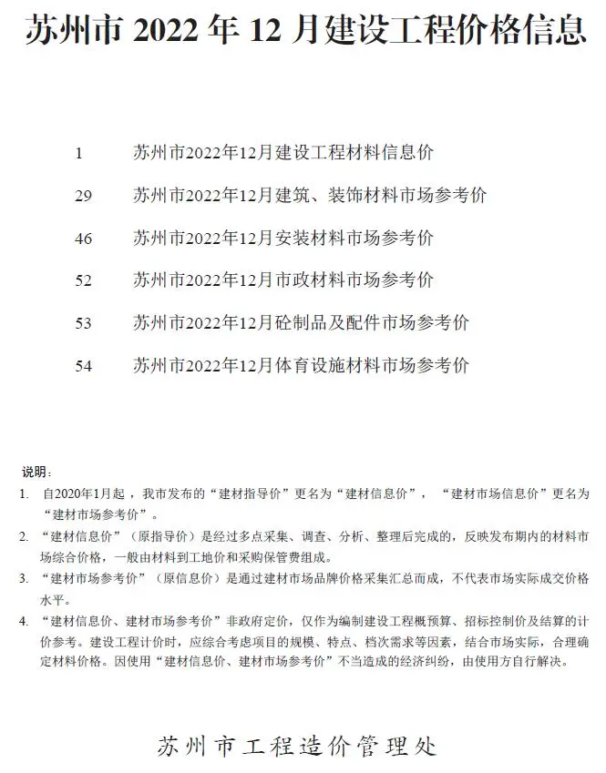 苏州市2022年12月造价信息PDF期刊