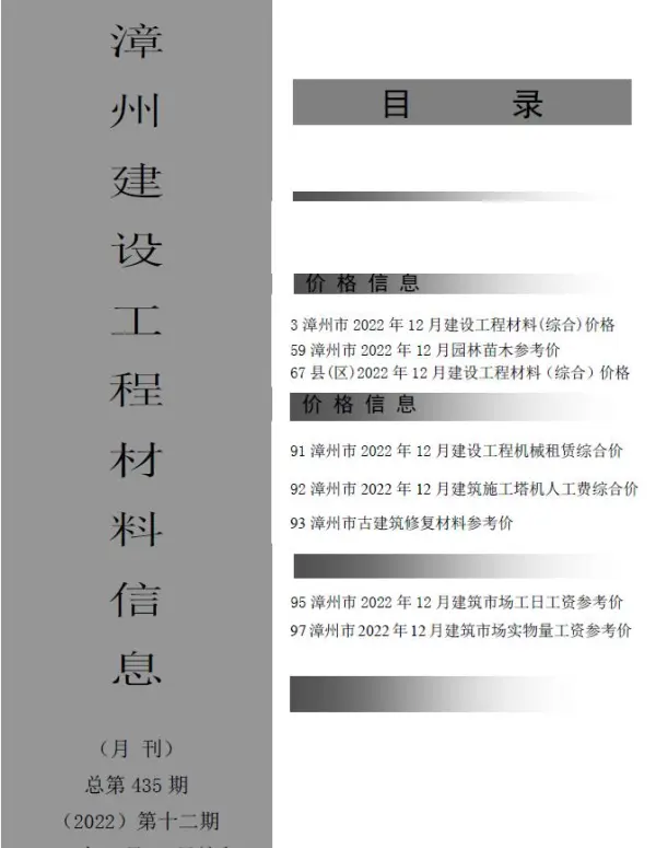 漳州市2022年12月信息价PDF扫描件