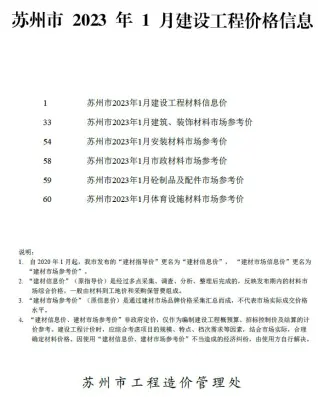 2023年1月苏州电子版工程建材价