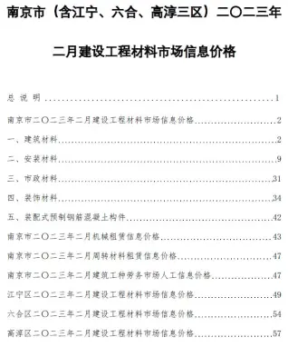 2023年2月南京电子版建筑材料价