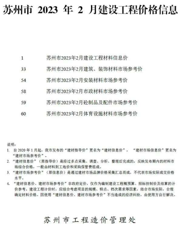 苏州市2023年2月信息价PDF扫描件
