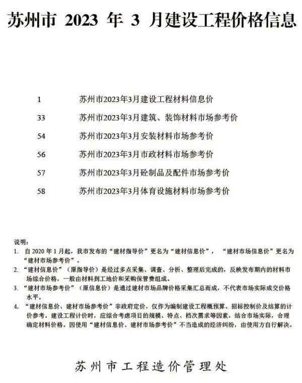 苏州市2023年3月信息价PDF扫描件