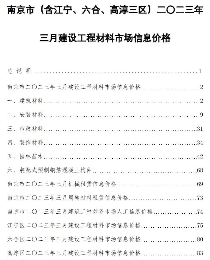 南京市2023年3月造价信息PDF期刊