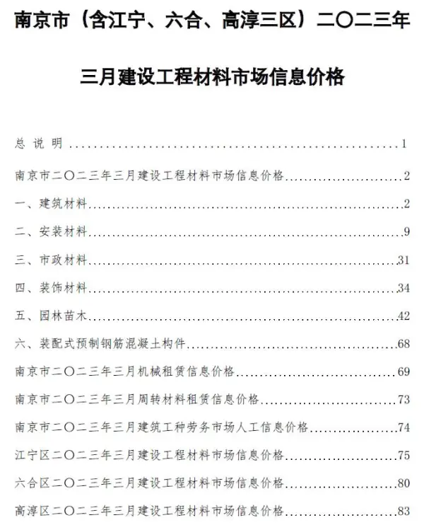 南京市2023年3月信息价PDF扫描件