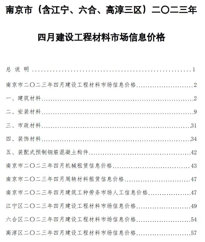 南京市2023年4月造价信息PDF期刊