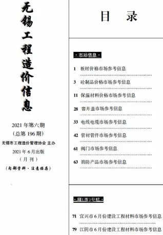 2021年6月无锡信息价