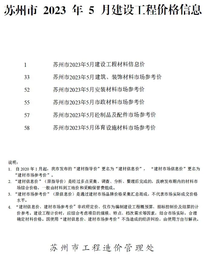 苏州市2023年5月造价信息PDF期刊