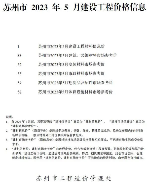 苏州市2023年5月信息价PDF扫描件