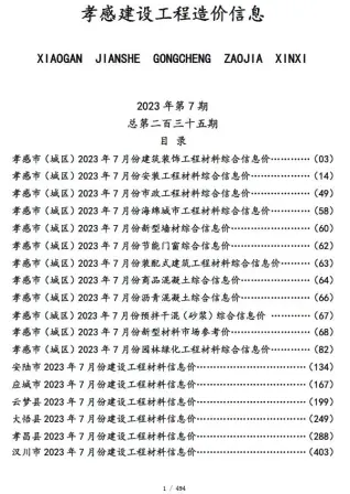 2023年7月孝感信息价