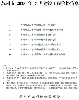 2023年7月苏州电子版工程建材价