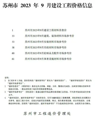 2023年9月苏州电子版工程建材价