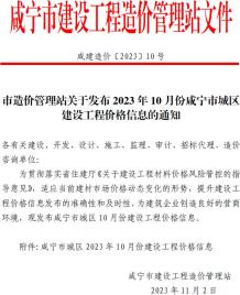 咸宁2023年10月造价信息电子版