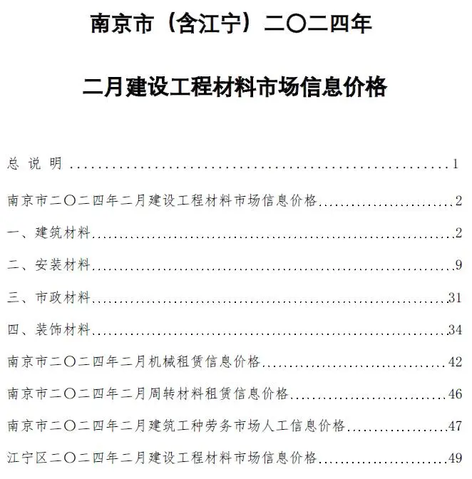 南京市2024年2月造价信息PDF期刊