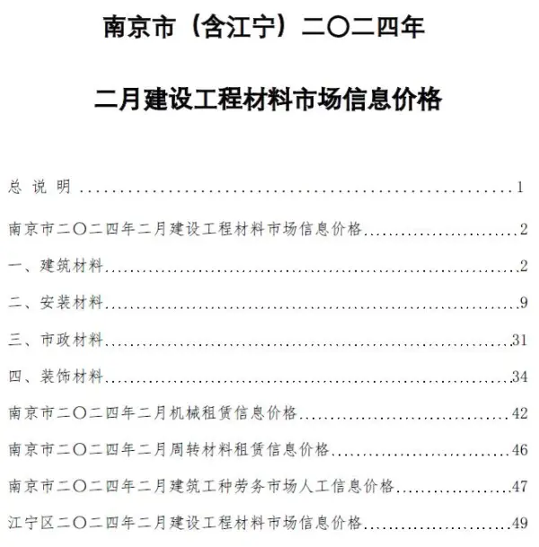南京市2024年2月信息价PDF扫描件