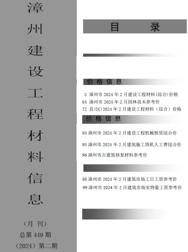 漳州市2024年2月信息价PDF扫描件