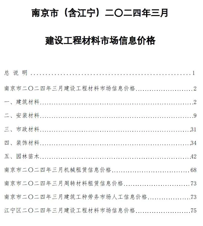 南京市2024年3月造价信息PDF期刊