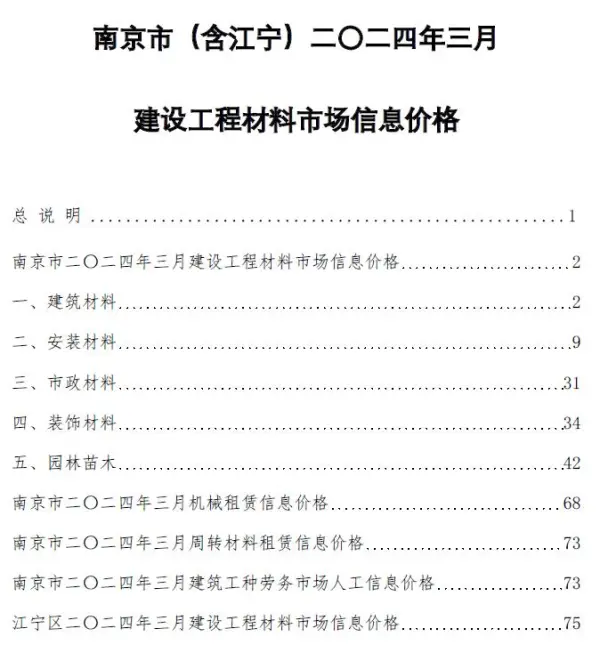 南京市2024年3月信息价PDF扫描件