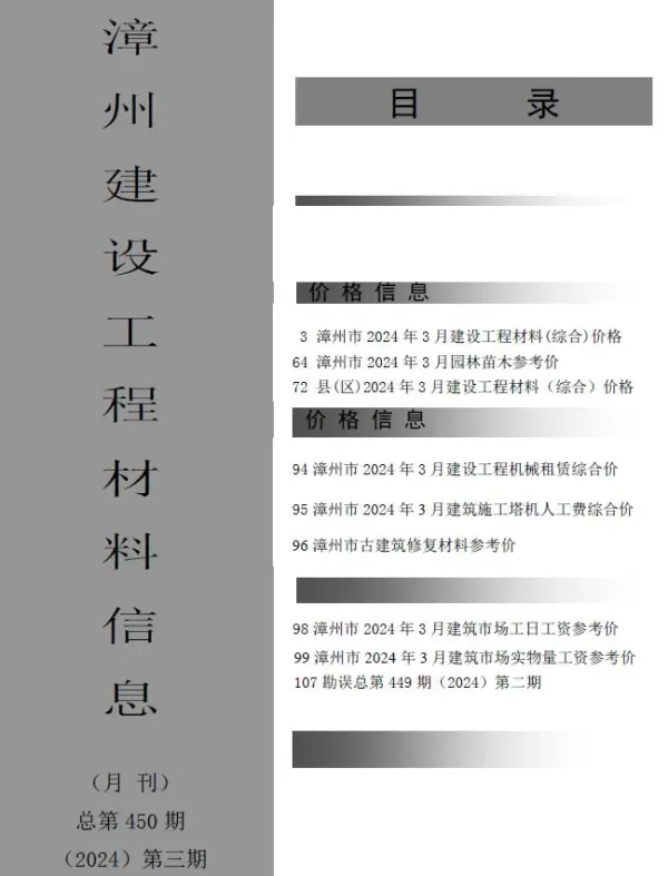 漳州市2024年3月信息价PDF扫描件