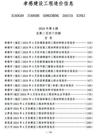 孝感2024年4月信息价
