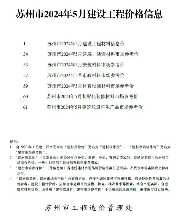 苏州市2024年5月造价信息PDF期刊