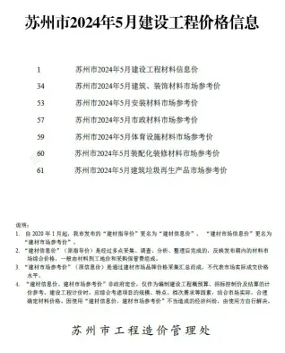 2024年5月苏州电子版工程建材价