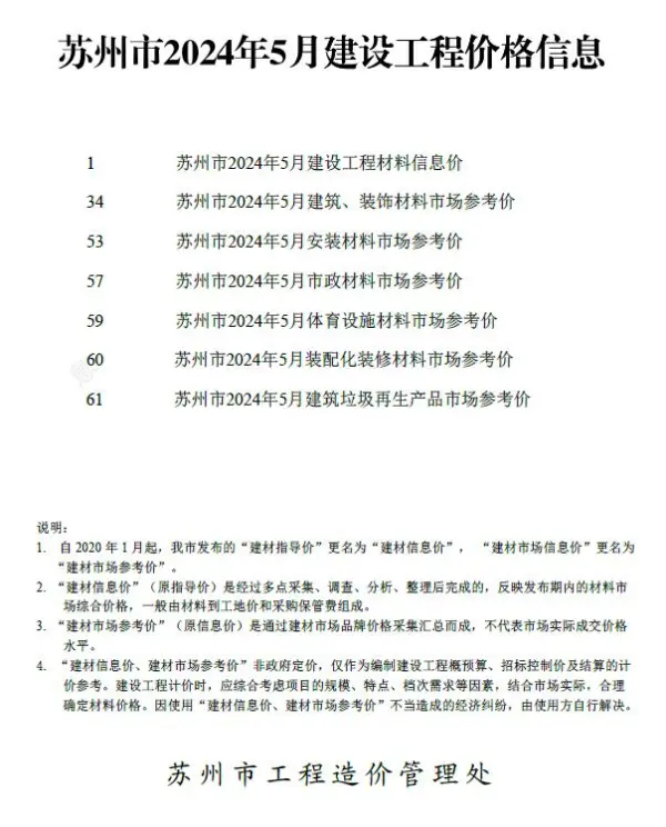 苏州市2024年5月信息价PDF扫描件