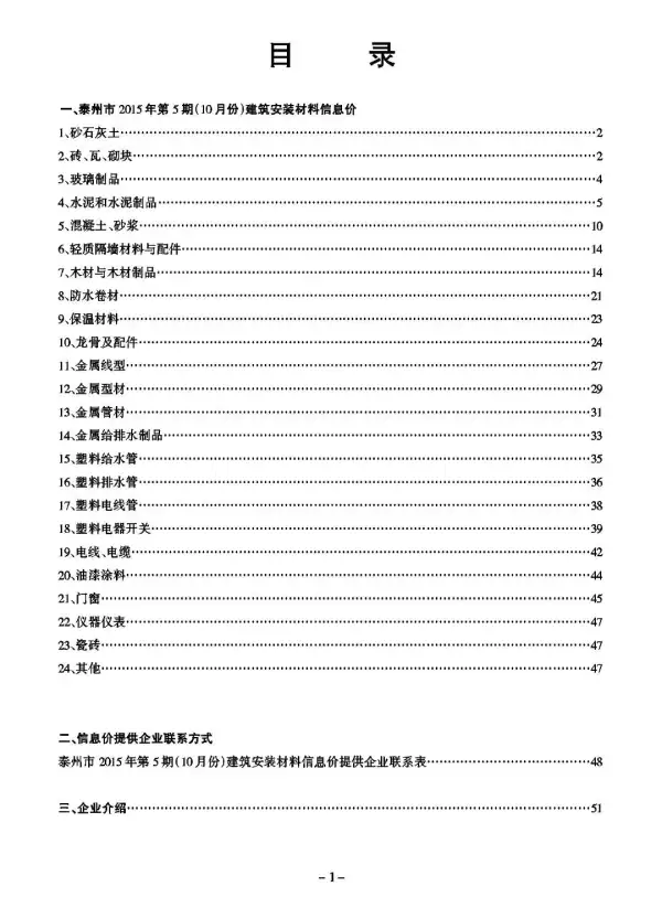 泰州市2015年5期信息价PDF扫描件