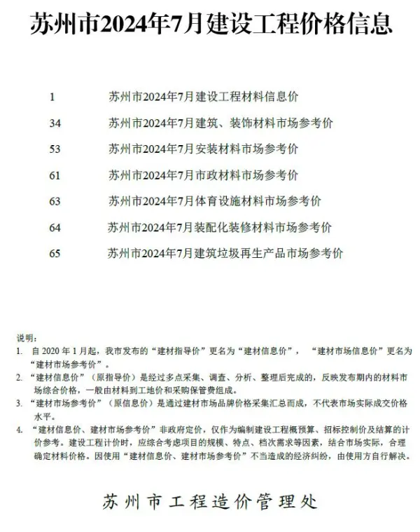 苏州市2024年7月信息价PDF扫描件