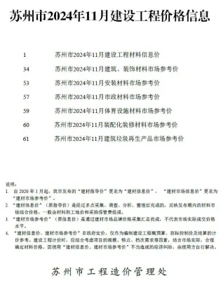 苏州2024年11月信息价PDF电子版