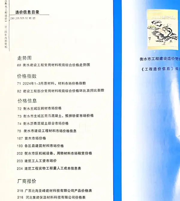 衡水2024年3、4月(第2期)信息价PDF扫描件