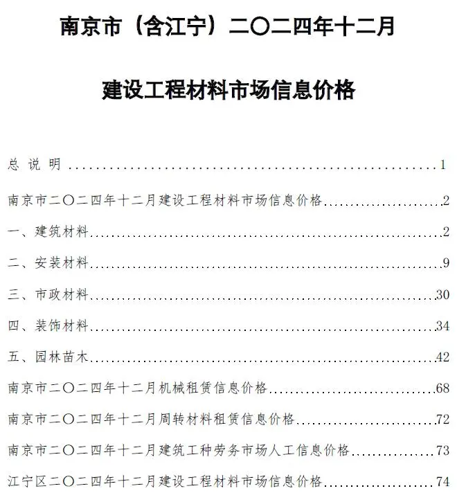 南京市2024年12月造价信息PDF期刊