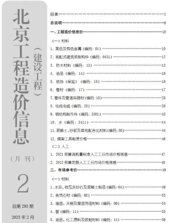 北京市2025年2月信息价PDF扫描件