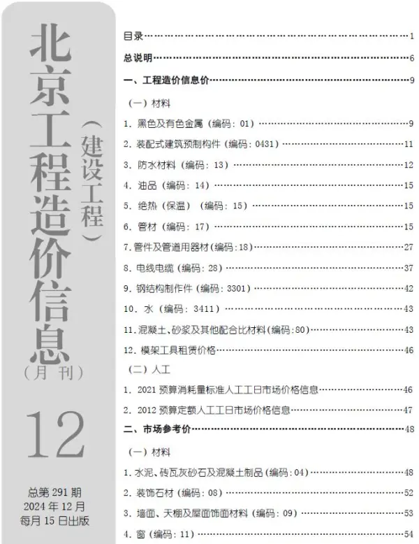 北京市2024年12月信息价PDF扫描件