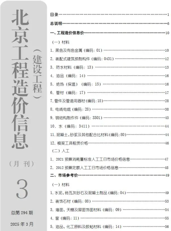 北京市2025年3月信息价PDF扫描件