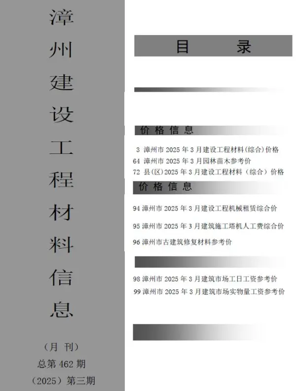 漳州市2025年3月信息价PDF扫描件