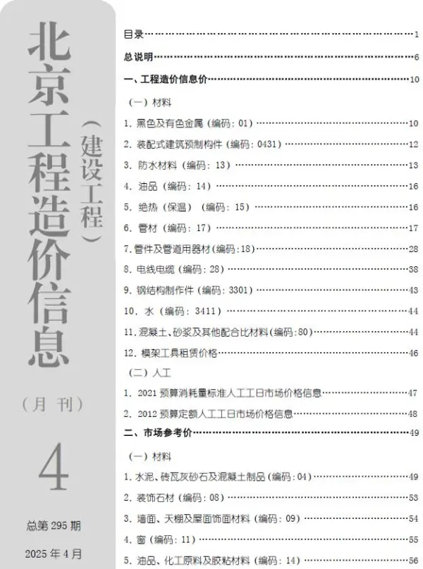 北京市2025年4月信息价PDF扫描件