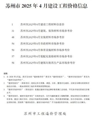 苏州2025年4月信息价PDF电子版