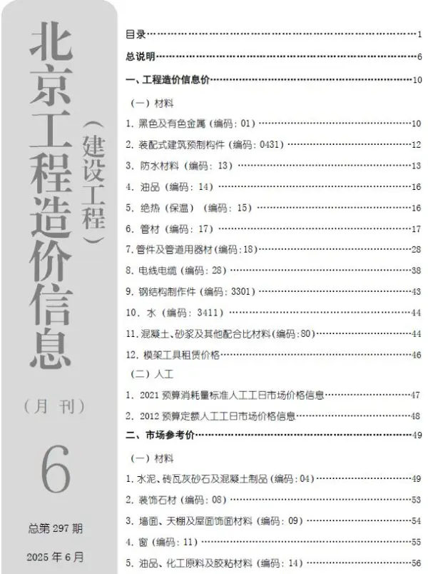北京市2025年6月信息价PDF扫描件