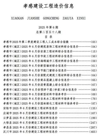 孝感市2025年6月工程信息价