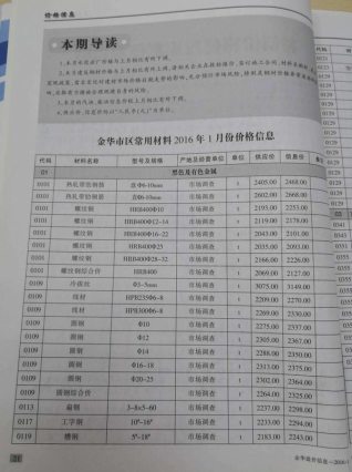 金华造价信息2016年1月