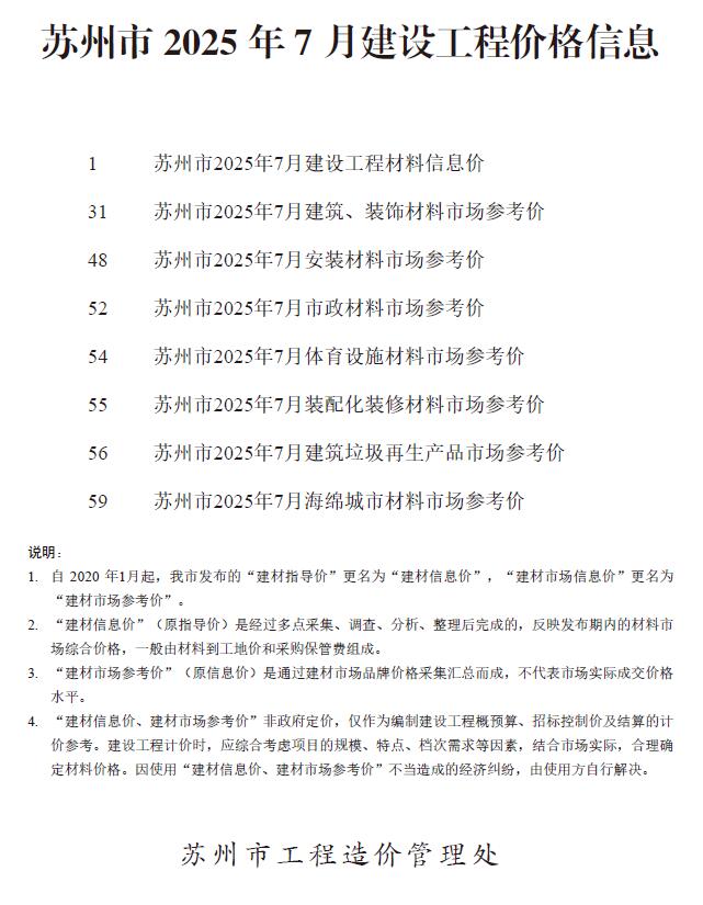 2025年苏州信息价电子版